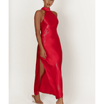 Claire Satin Drape Back Maxi Dress with Split - Endless - UAE Rental and Resale for Women's Fashion