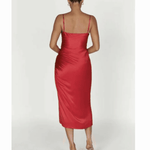 Claudette Satin Drape Midi Dress - Endless - UAE Rental and Resale for Women's Fashion