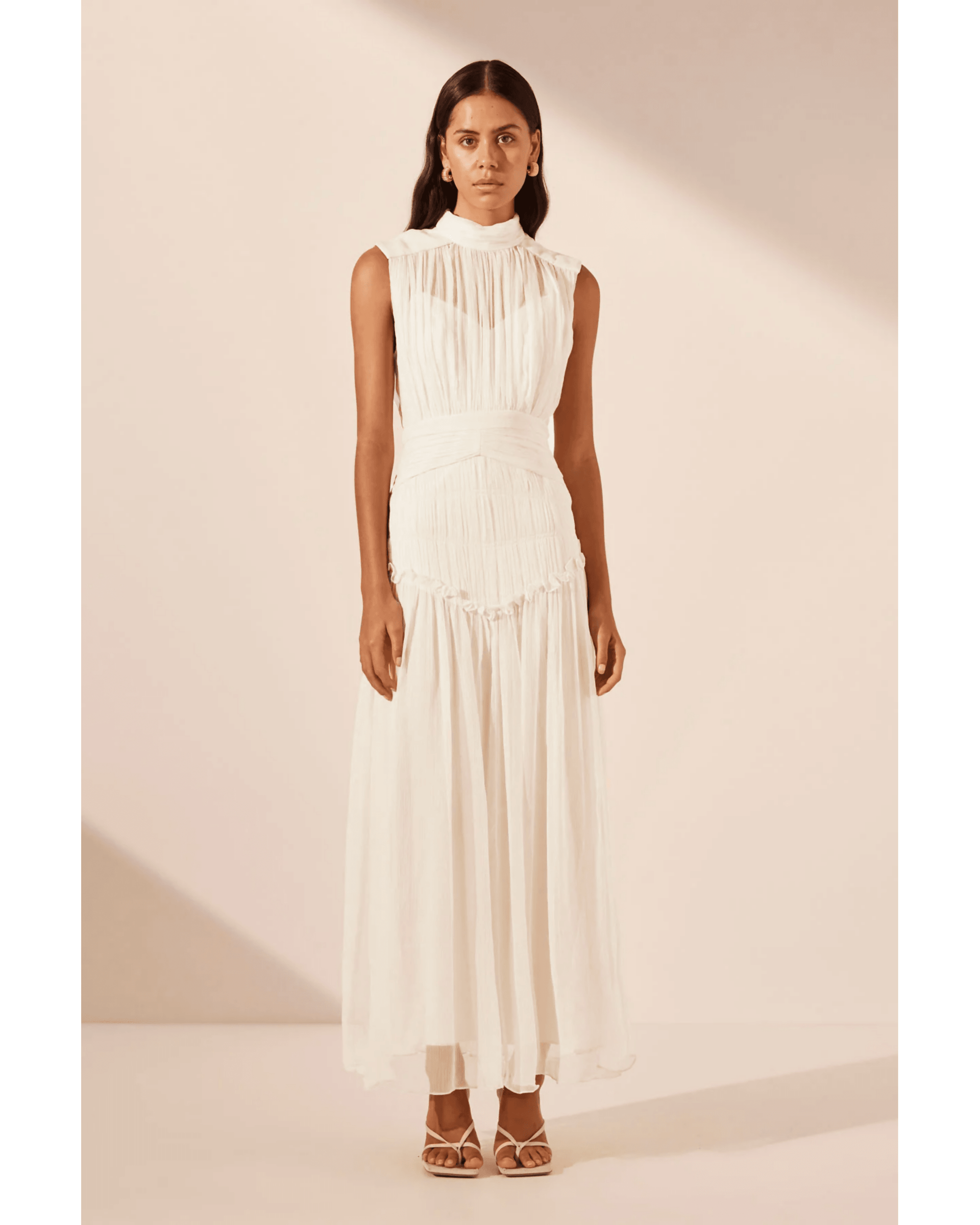 knee length dresses for ladies Floral Wedding Guest Dress - Tie-Back Chiffon Maxi - Sunset main image 1