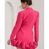 Cloud Catching Hot Pink Tailored Blazer Mini Dress With Ruffled Hem - Endless - UAE Rental and Resale for Women's Fashion