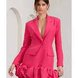 Cloud Catching Hot Pink Tailored Blazer Mini Dress With Ruffled Hem - Endless - UAE Rental and Resale for Women's Fashion