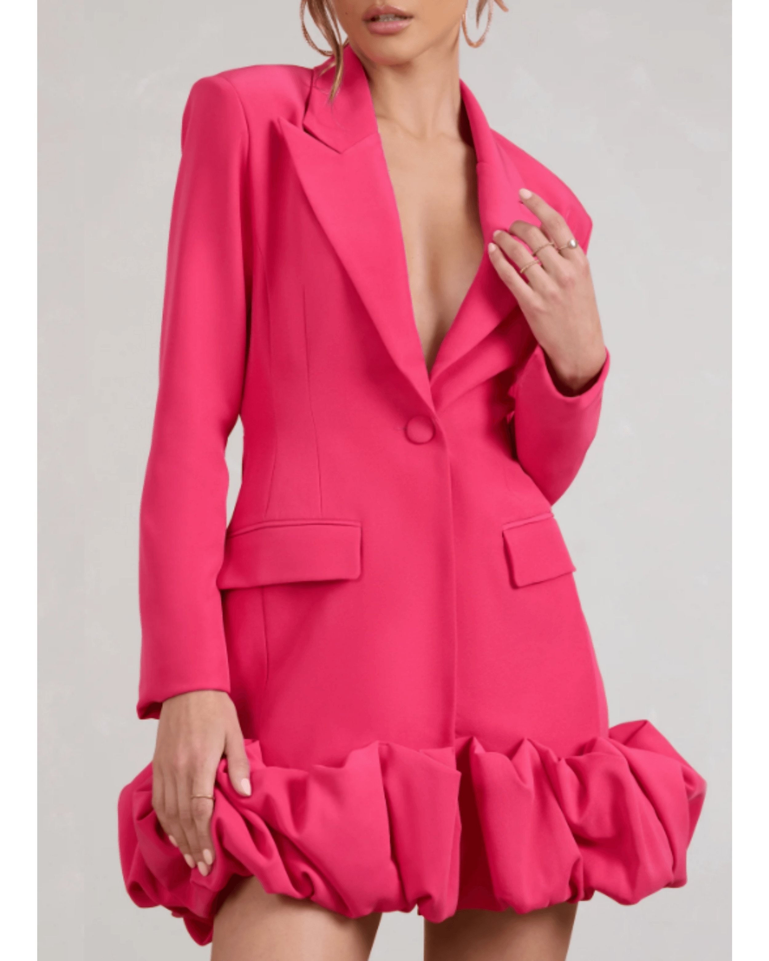 Cloud Catching Hot Pink Tailored Blazer Mini Dress With Ruffled Hem - Endless - UAE Rental and Resale for Women's Fashion