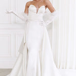 Elegant strapless white mermaid wedding gown with sweetheart neckline and dramatic train — You&I Bridal | Endless UAE