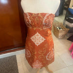 Copper Orange Damask Metallic Strapless Mini Dress - Endless - UAE Rental and Resale for Women's Fashion