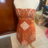 Copper Orange Damask Metallic Strapless Mini Dress - Endless - UAE Rental and Resale for Women's Fashion