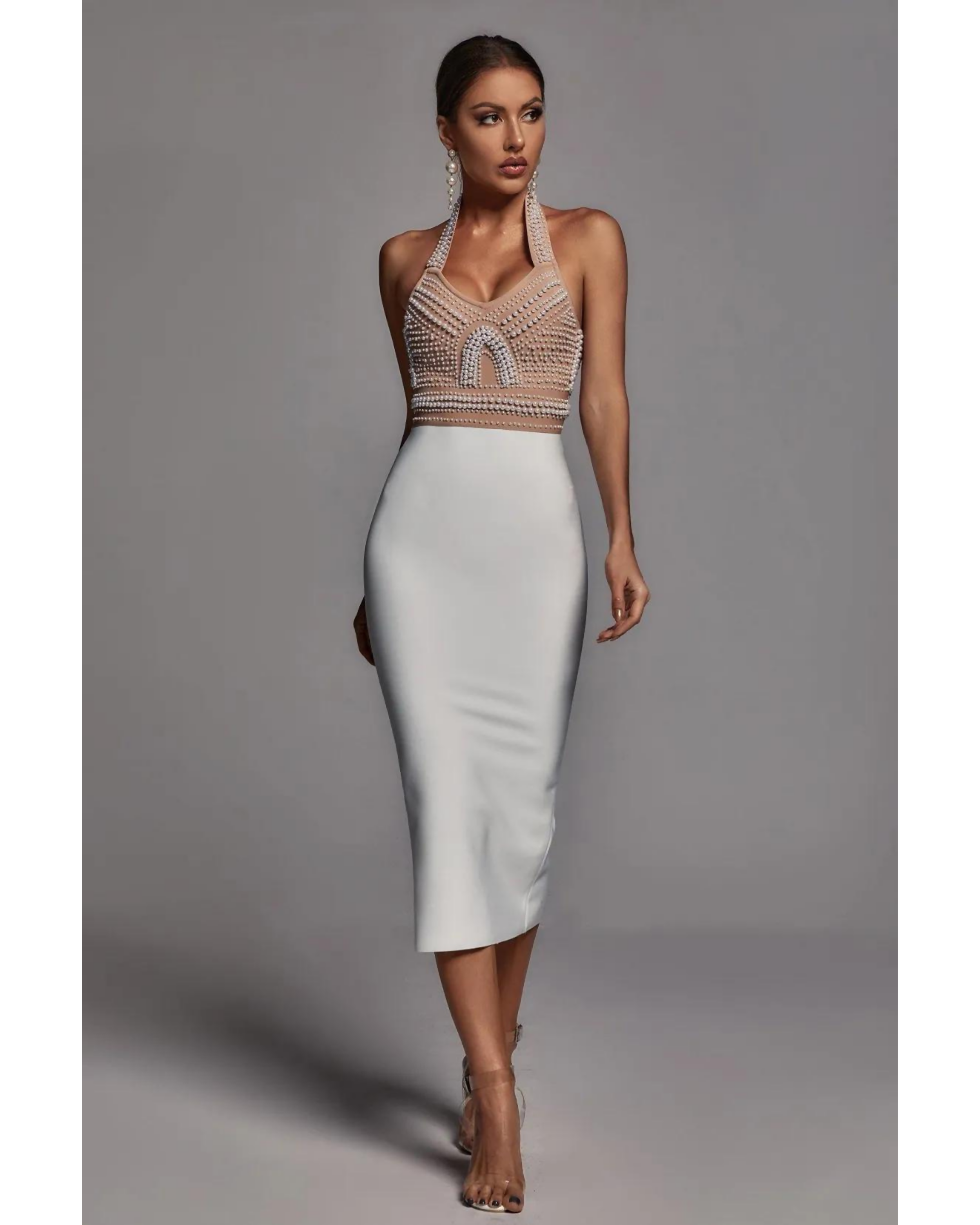Cornelia Pearl Halter Bandage Dress - Endless - UAE Rental and Resale for Women's Fashion