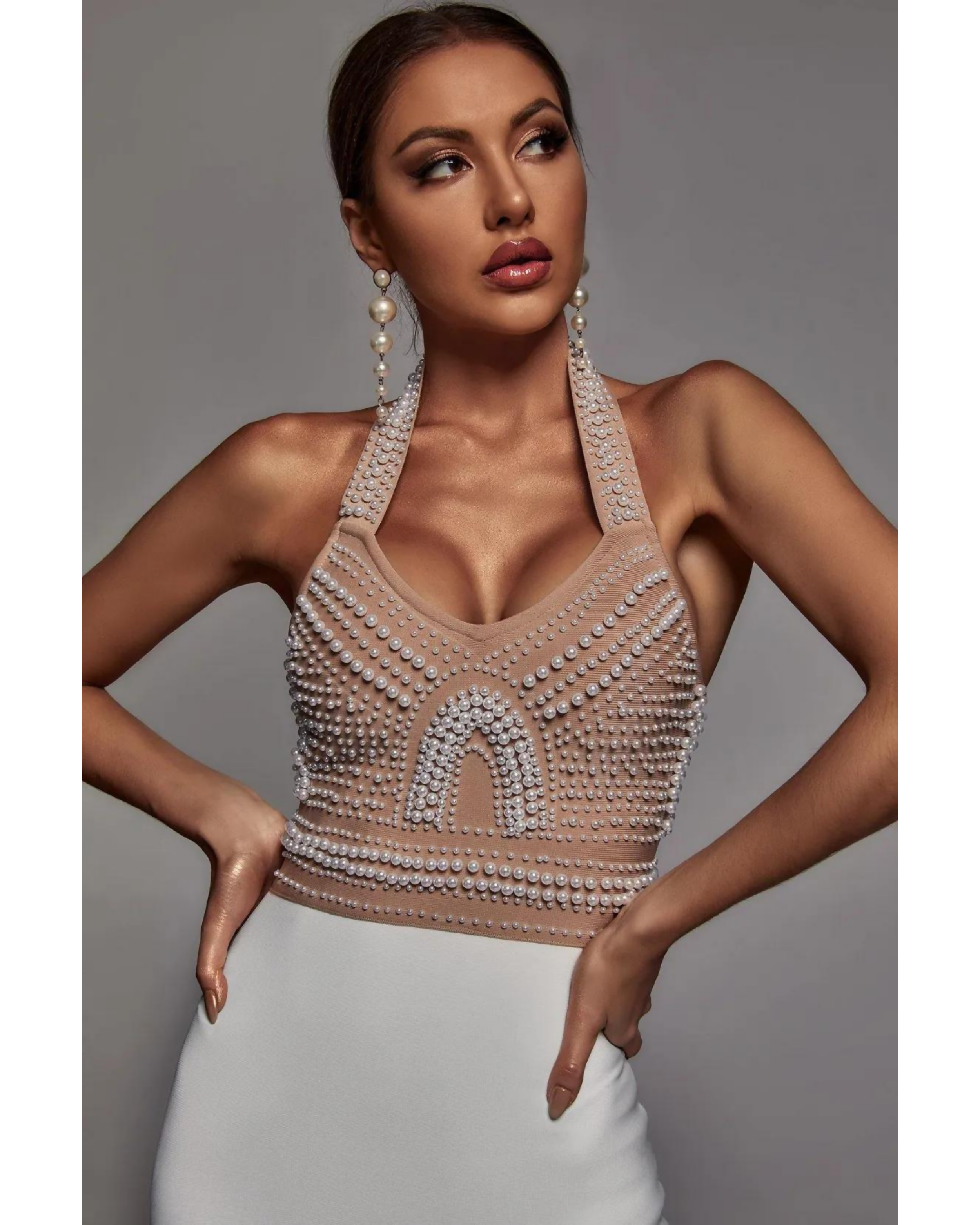 Cornelia Pearl Halter Bandage Dress - Endless - UAE Rental and Resale for Women's Fashion