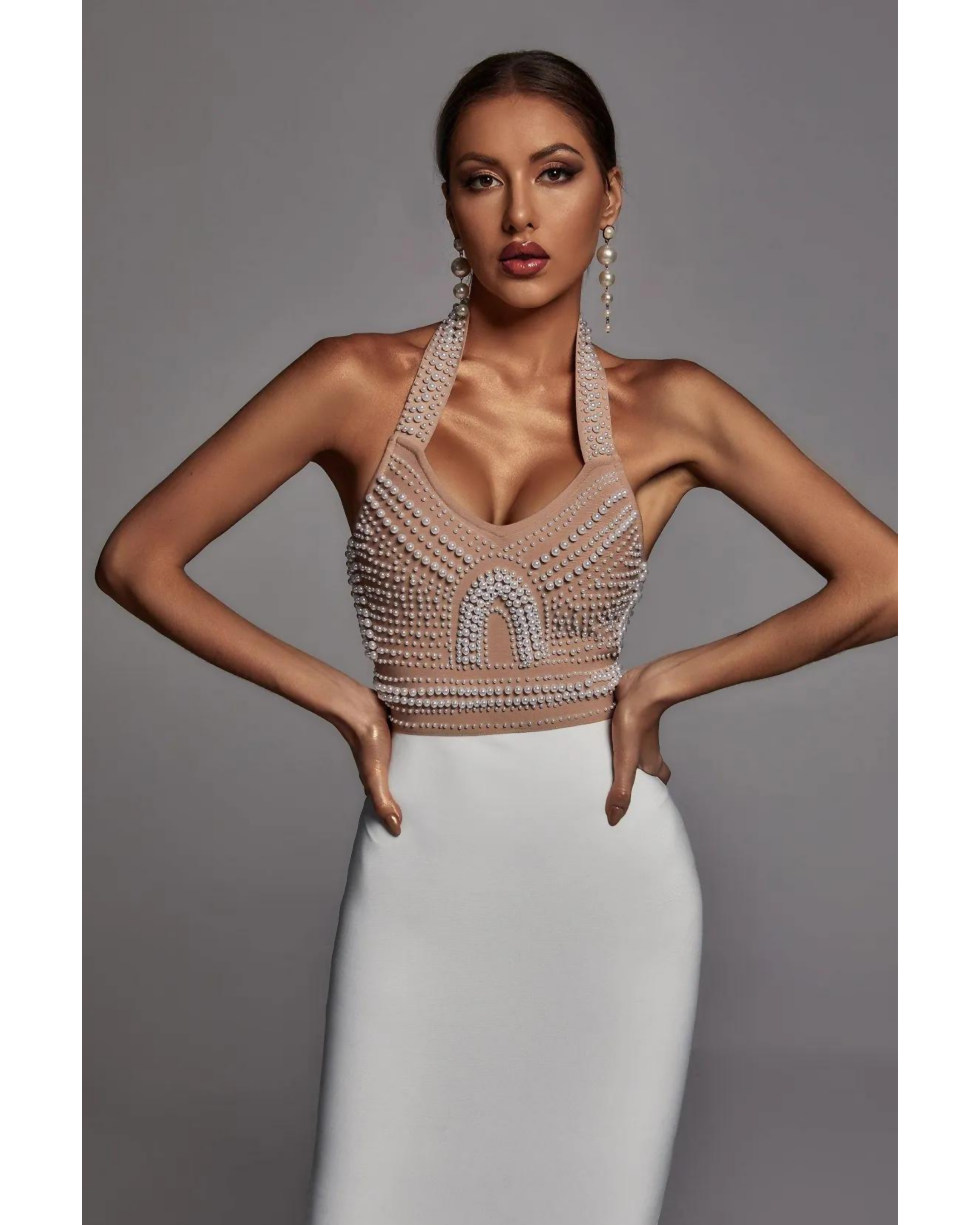 Cornelia Pearl Halter Bandage Dress - Endless - UAE Rental and Resale for Women's Fashion