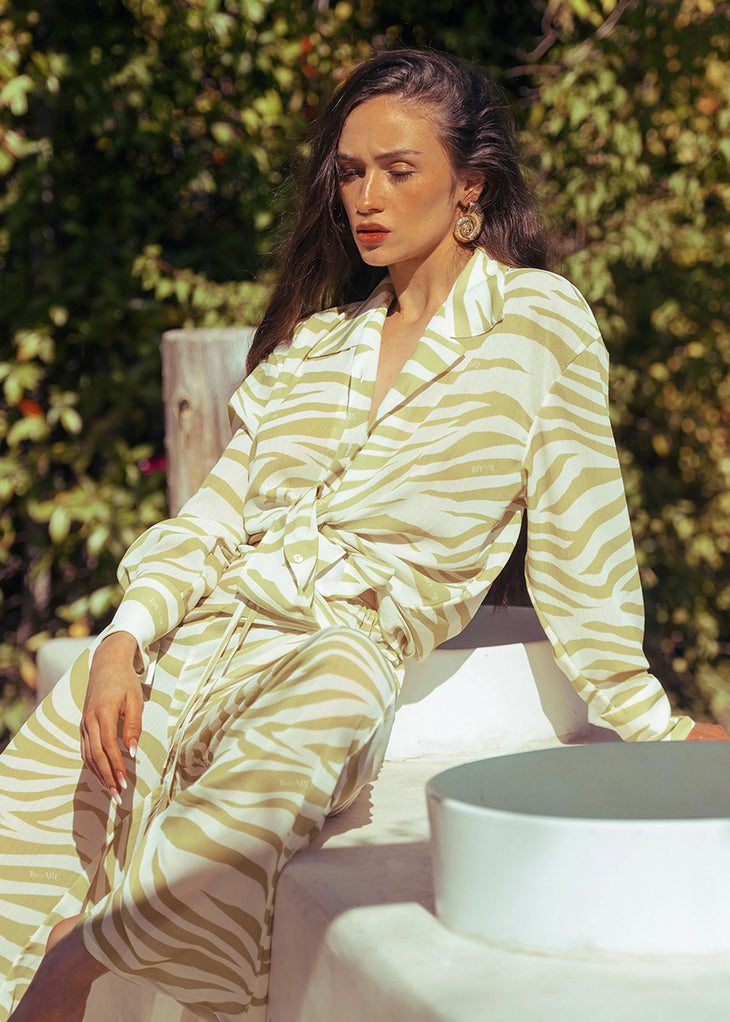 Cortney Shirt Zebra in beige with bold zebra stripes — Dvete | Endless UAE
