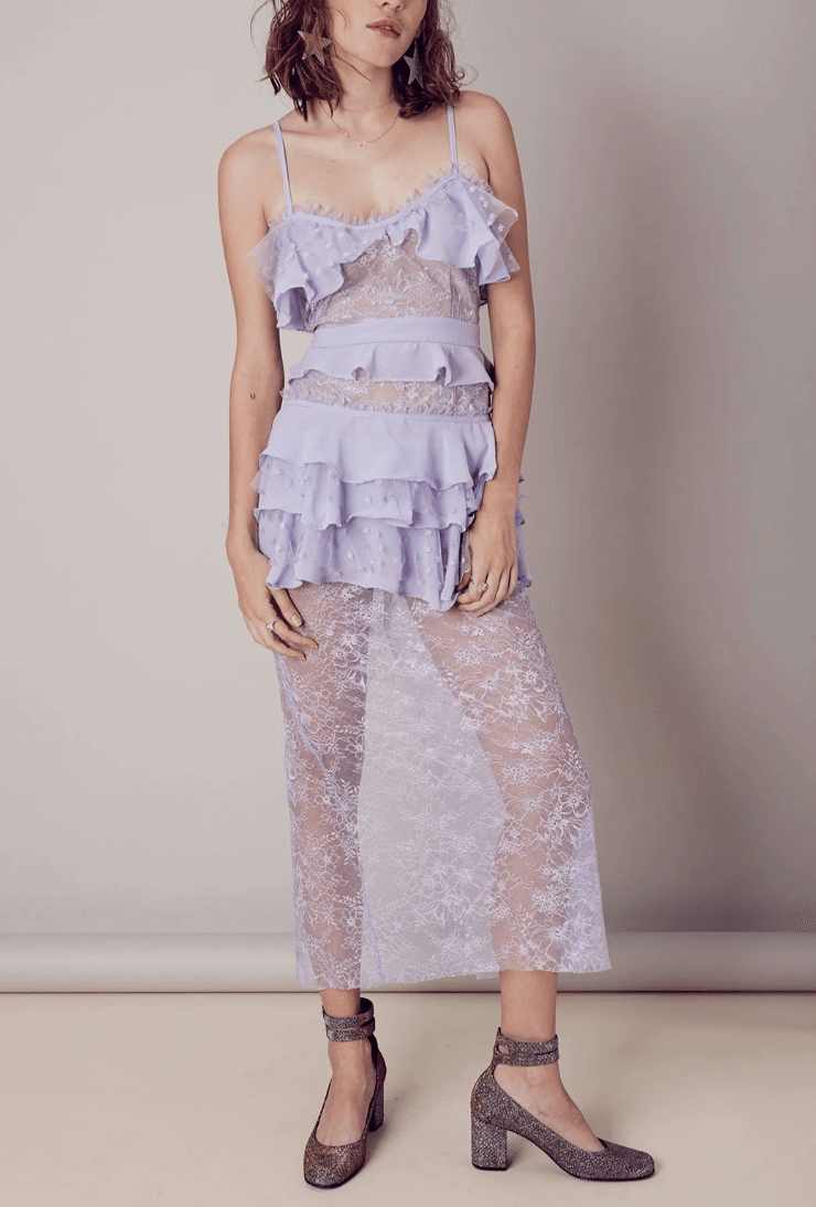 Cosmic Midi Lace Dress - Endless - UAE Rental and Resale for Women's Fashion