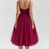 Countess Cabernet Tulle Midi Dress