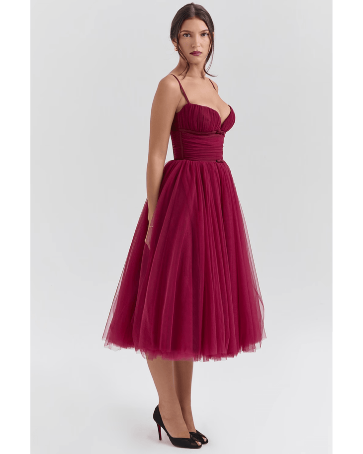 Countess Cabernet Mulle Midi Dress - Endless - UAE Rental and Resale for Women's Fashion