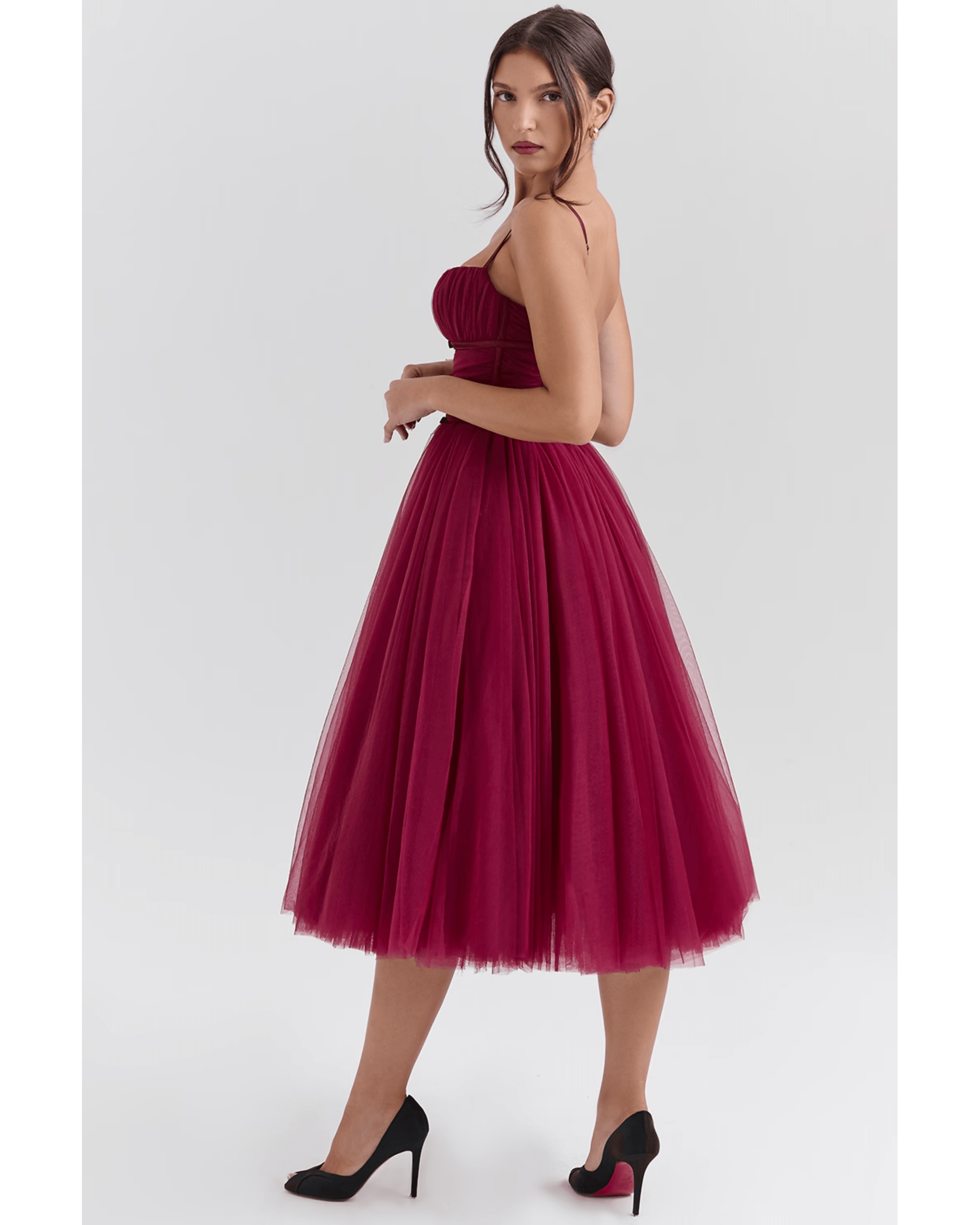 Countess Cabernet Mulle Midi Dress - Endless - UAE Rental and Resale for Women's Fashion