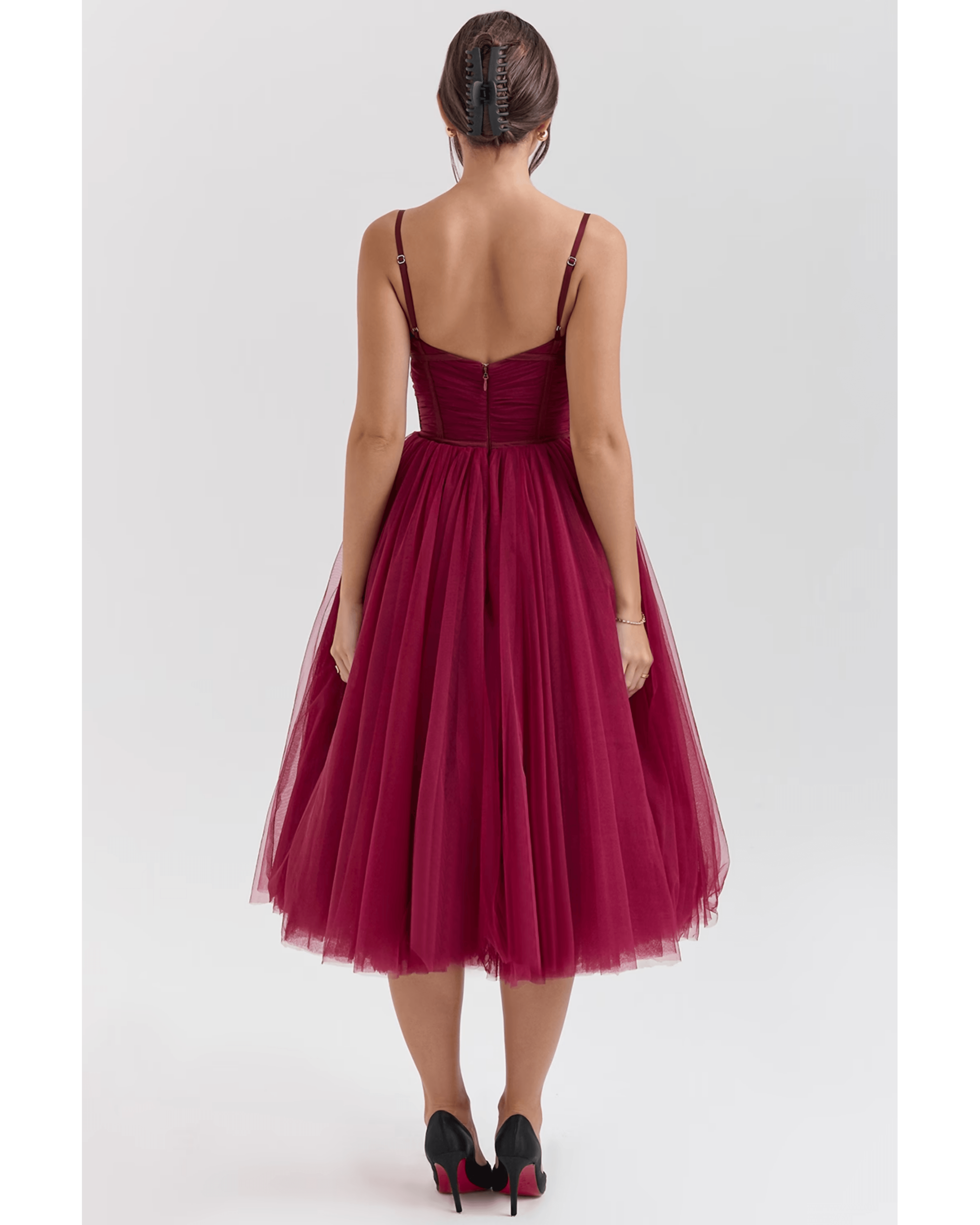 Countess Cabernet Mulle Midi Dress - Endless - UAE Rental and Resale for Women's Fashion