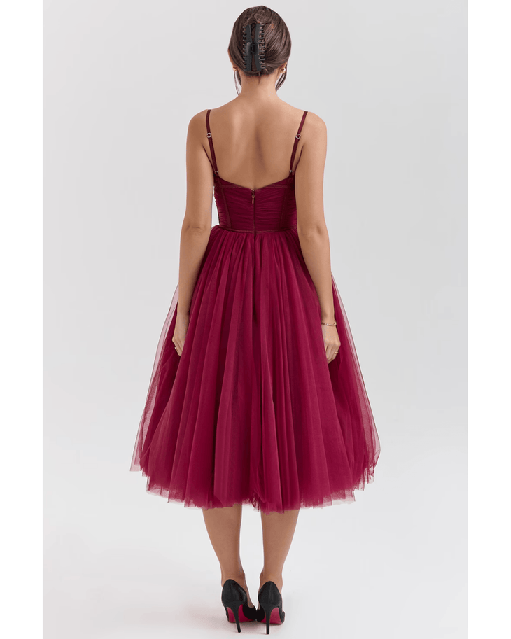 Countess Cabernet Mulle Midi Dress - Endless - UAE Rental and Resale for Women's Fashion