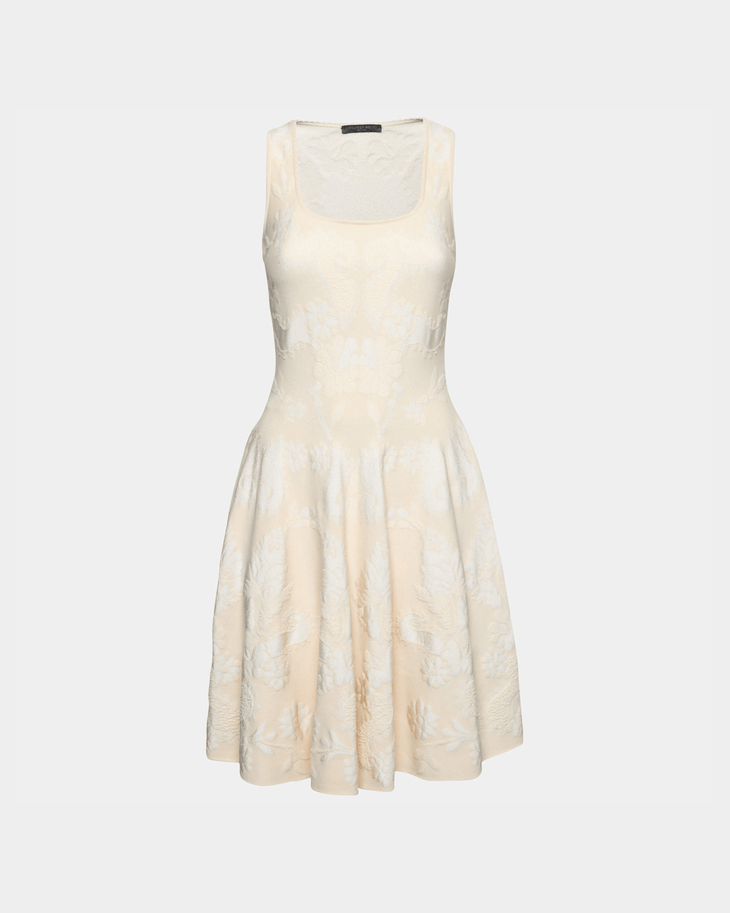 Cream Jacquard Sleeveless Dress - Endless - UAE Rental and Resale for Women's Fashion