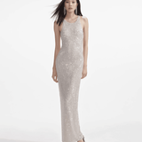 Cream Mesh Rhinestone Maxi Dress - Endless - UAE Rental and Resale for Women's Fashion