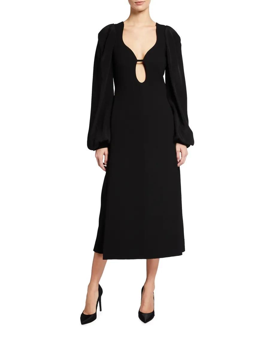 Crepe Keyhole-Front Midi Cocktail Dress - Endless