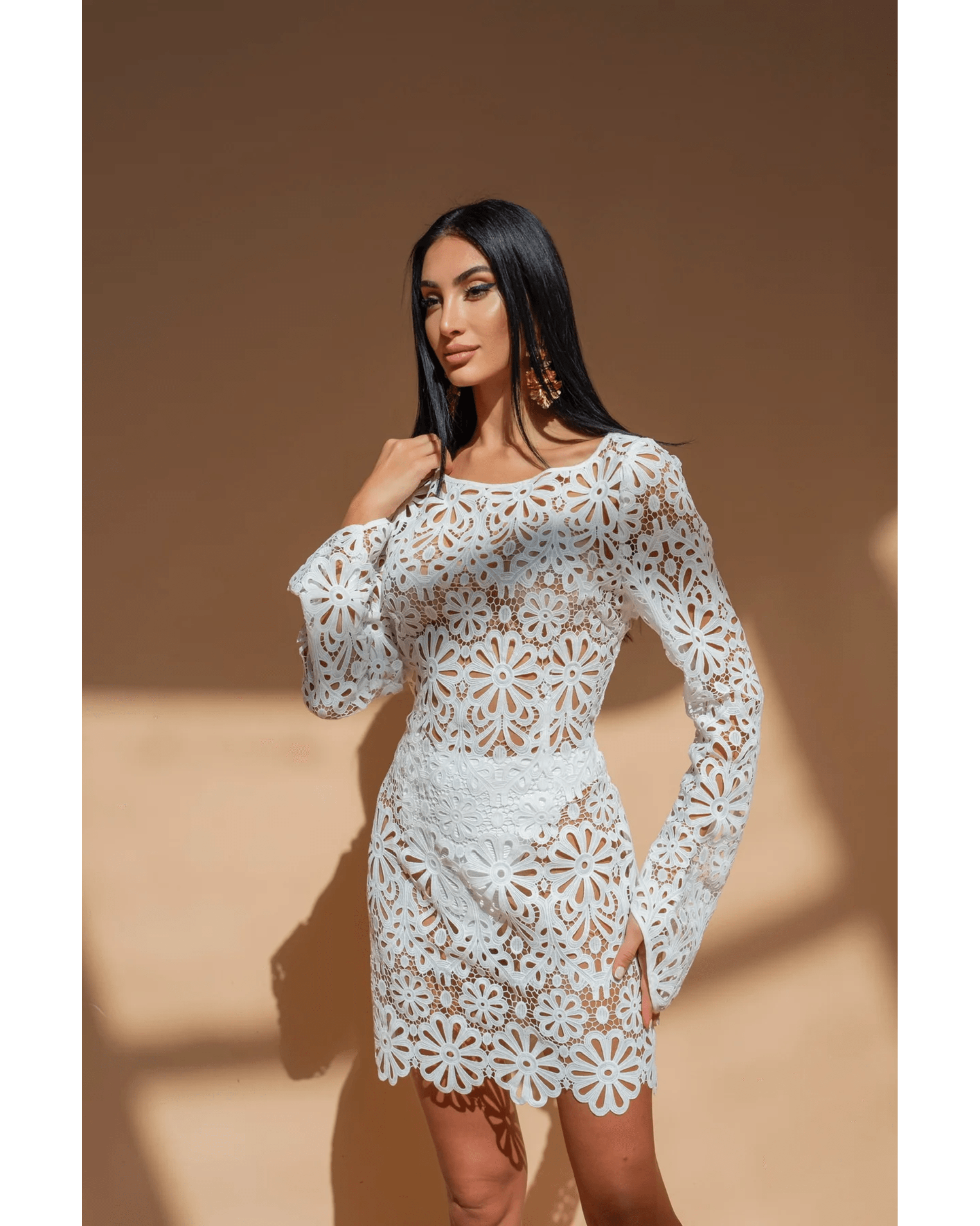 Crochet Floral Mini Dress - Endless - UAE Rental and Resale for Women's Fashion