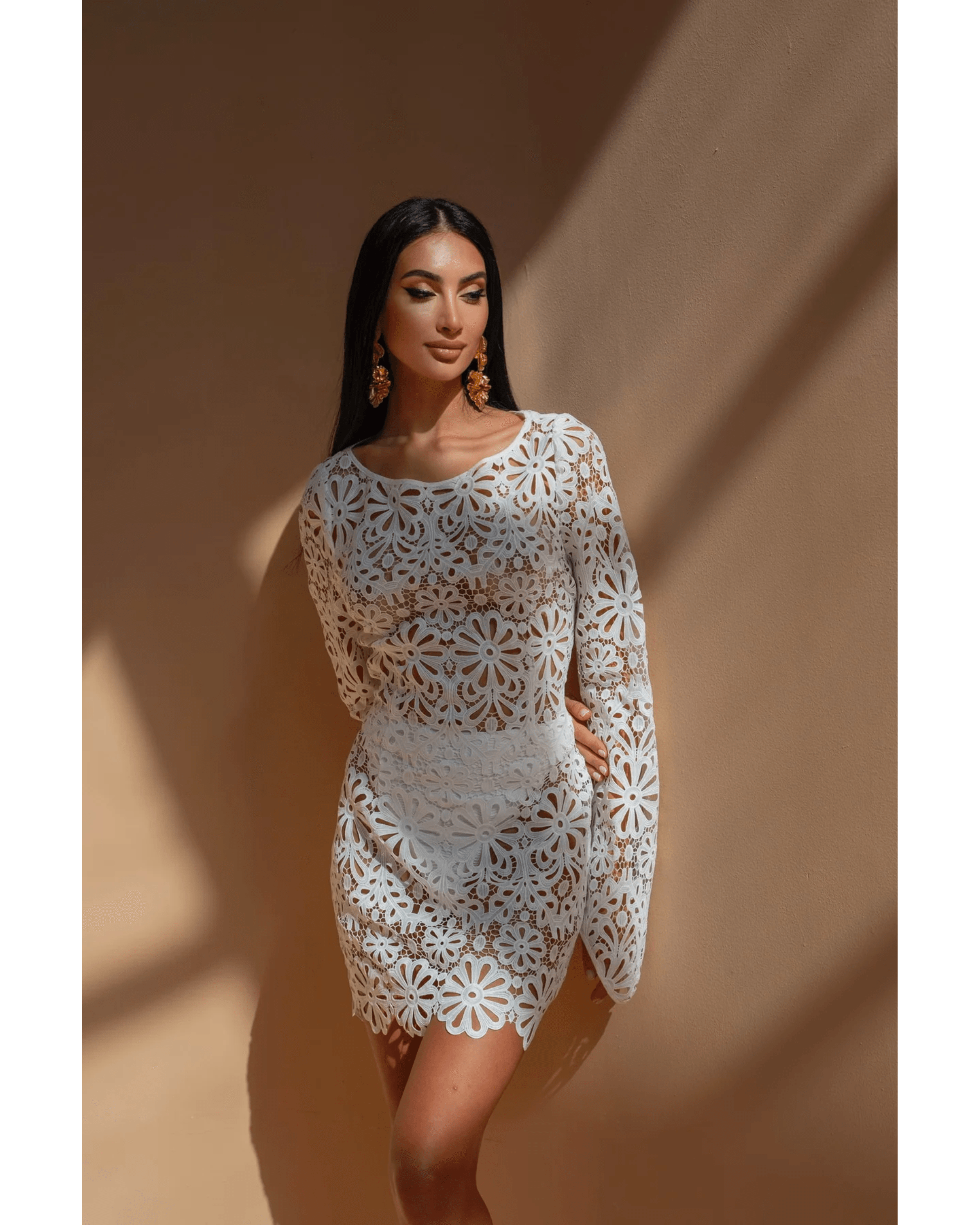 Crochet Floral Mini Dress - Endless - UAE Rental and Resale for Women's Fashion