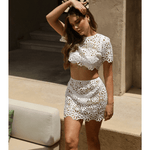 Crochet Short Sleeved Crop Top in White - Endless - UAE Rental and Resale for Women's Fashion