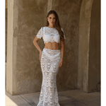 Crochet Short Sleeved Crop Top in White - Endless - UAE Rental and Resale for Women's Fashion