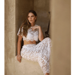 Crochet Short Sleeved Crop Top in White - Endless - UAE Rental and Resale for Women's Fashion
