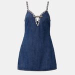 Crystal-embellished Denim Mini Dress - Endless - UAE Rental and Resale for Women's Fashion