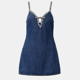Crystal-embellished Denim Mini Dress - Endless - UAE Rental and Resale for Women's Fashion