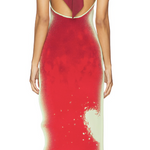 Noah Halter Neck Long Dress in red gradient print with open back and tie detail — ph5 | Endless UAE