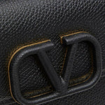 Black leather VLOGO chain wallet with gold hardware — Valentino | Endless UAE