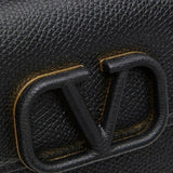 Black leather VLOGO chain wallet with gold hardware — Valentino | Endless UAE