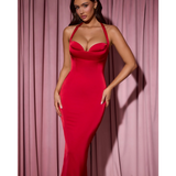 Layered Halterneck Bodycon Midi Dress