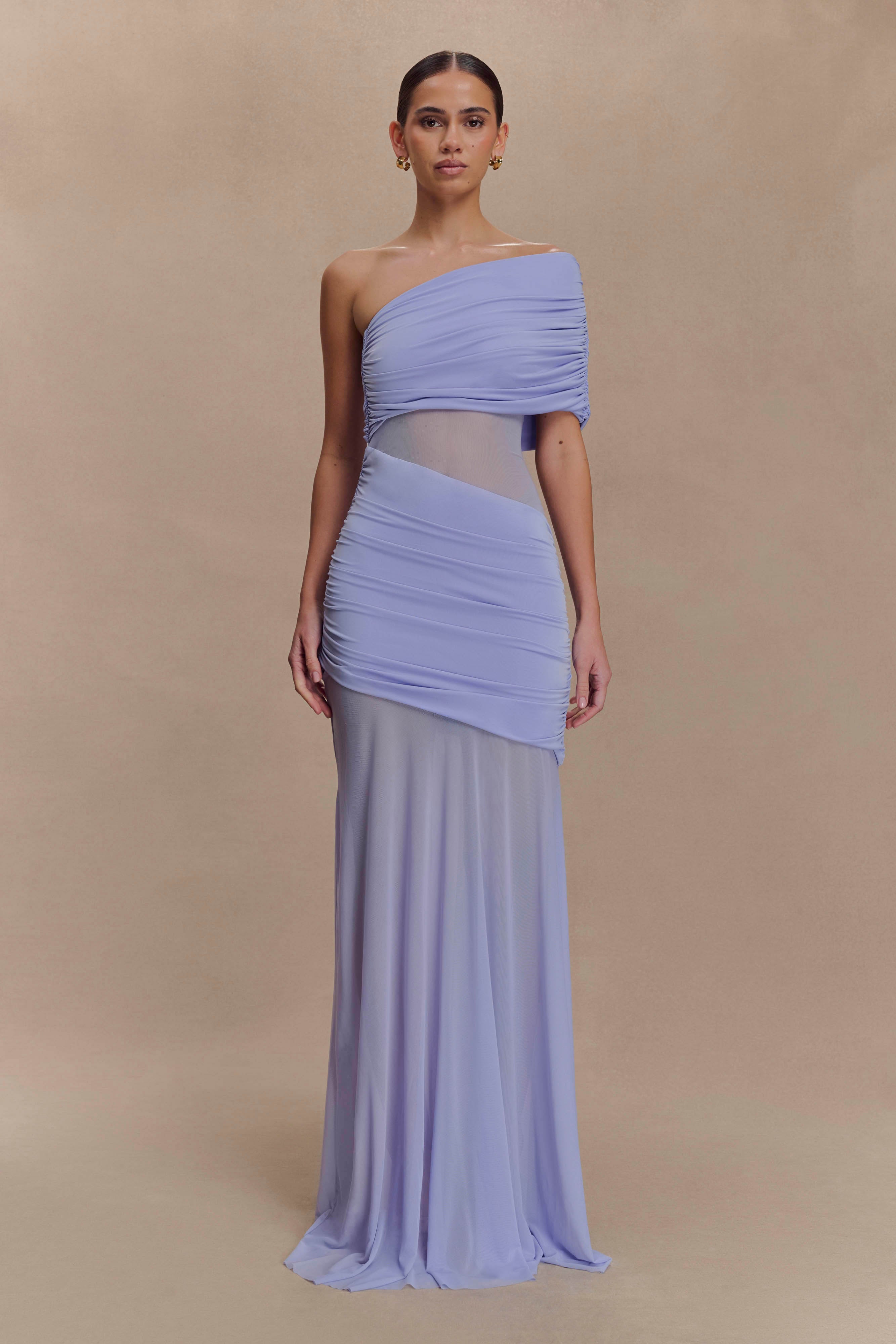 Dallas One Shoulder Mesh Maxi Dress - Endless - UAE Rental and Resale for Women's Fashion