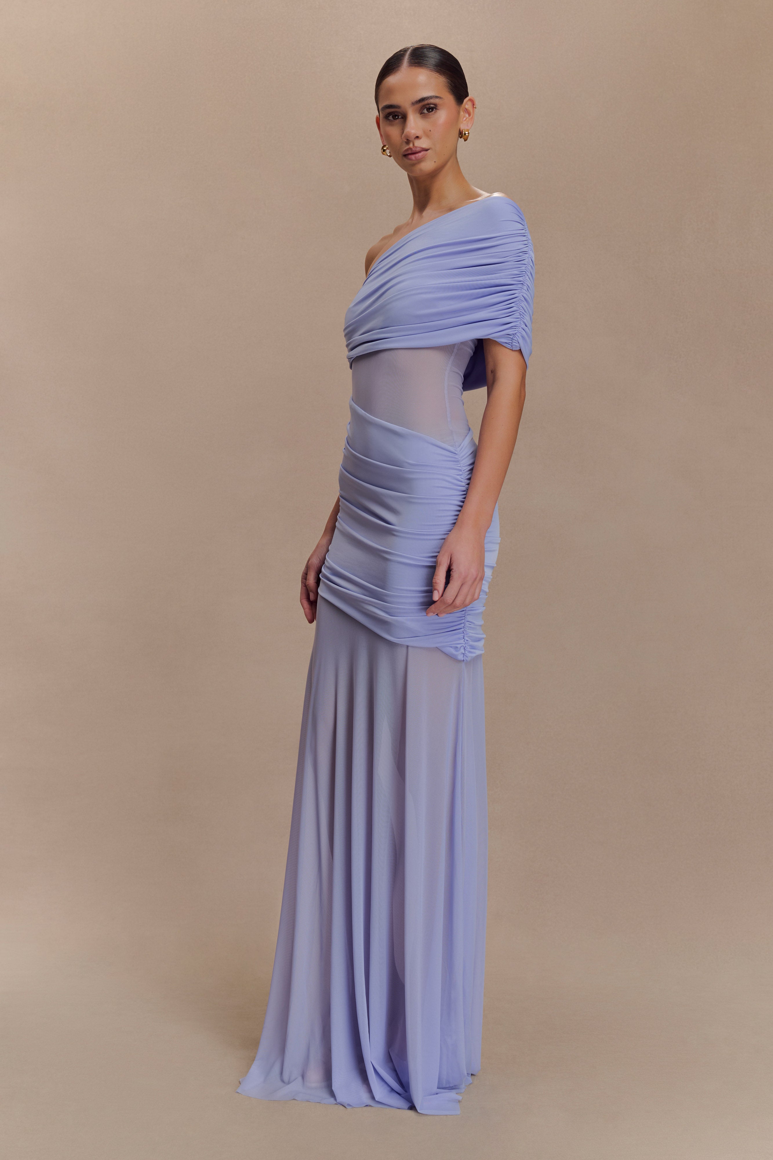 Dallas One Shoulder Mesh Maxi Dress - Endless - UAE Rental and Resale for Women's Fashion