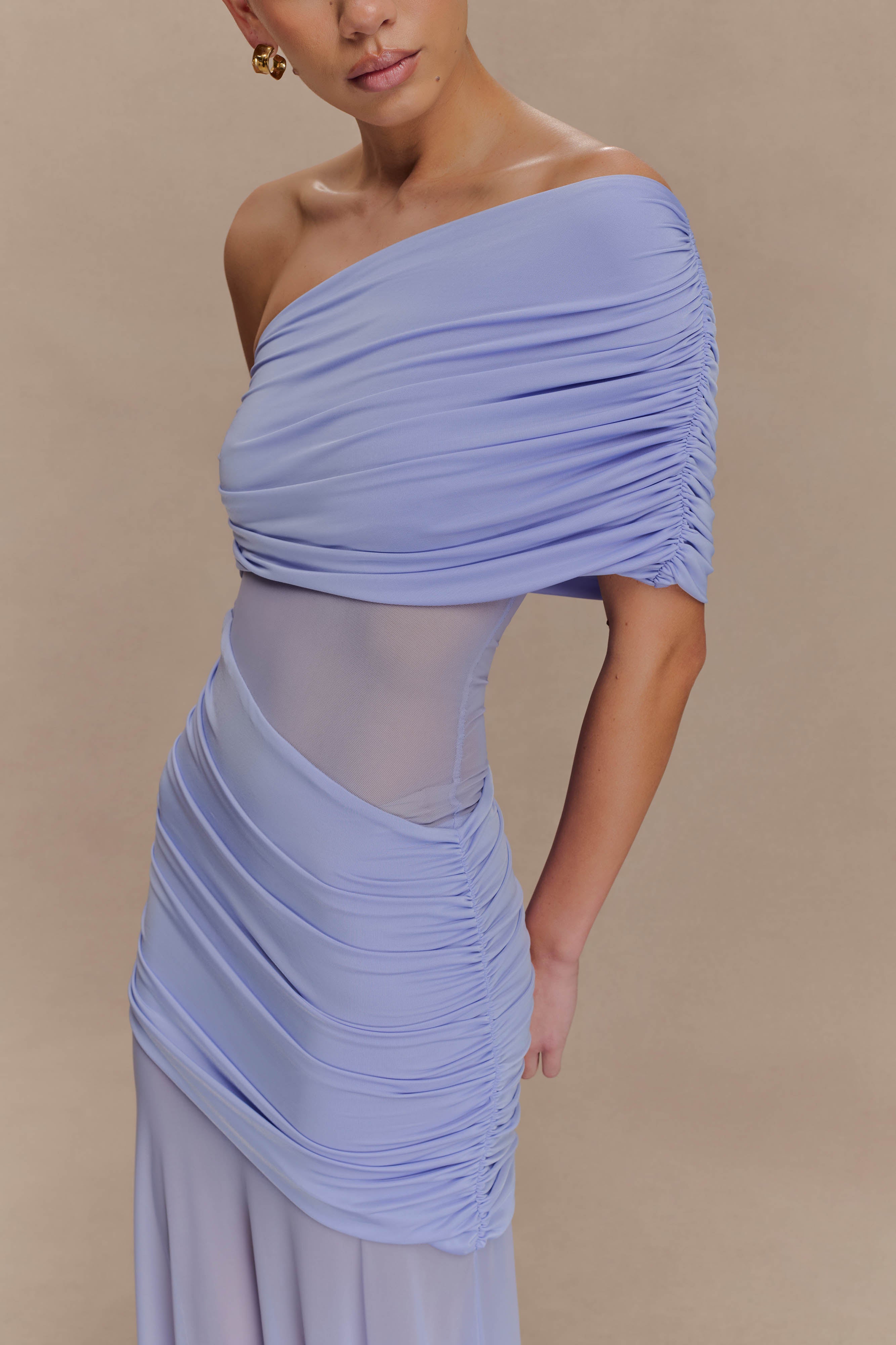 Dallas One Shoulder Mesh Maxi Dress - Endless - UAE Rental and Resale for Women's Fashion