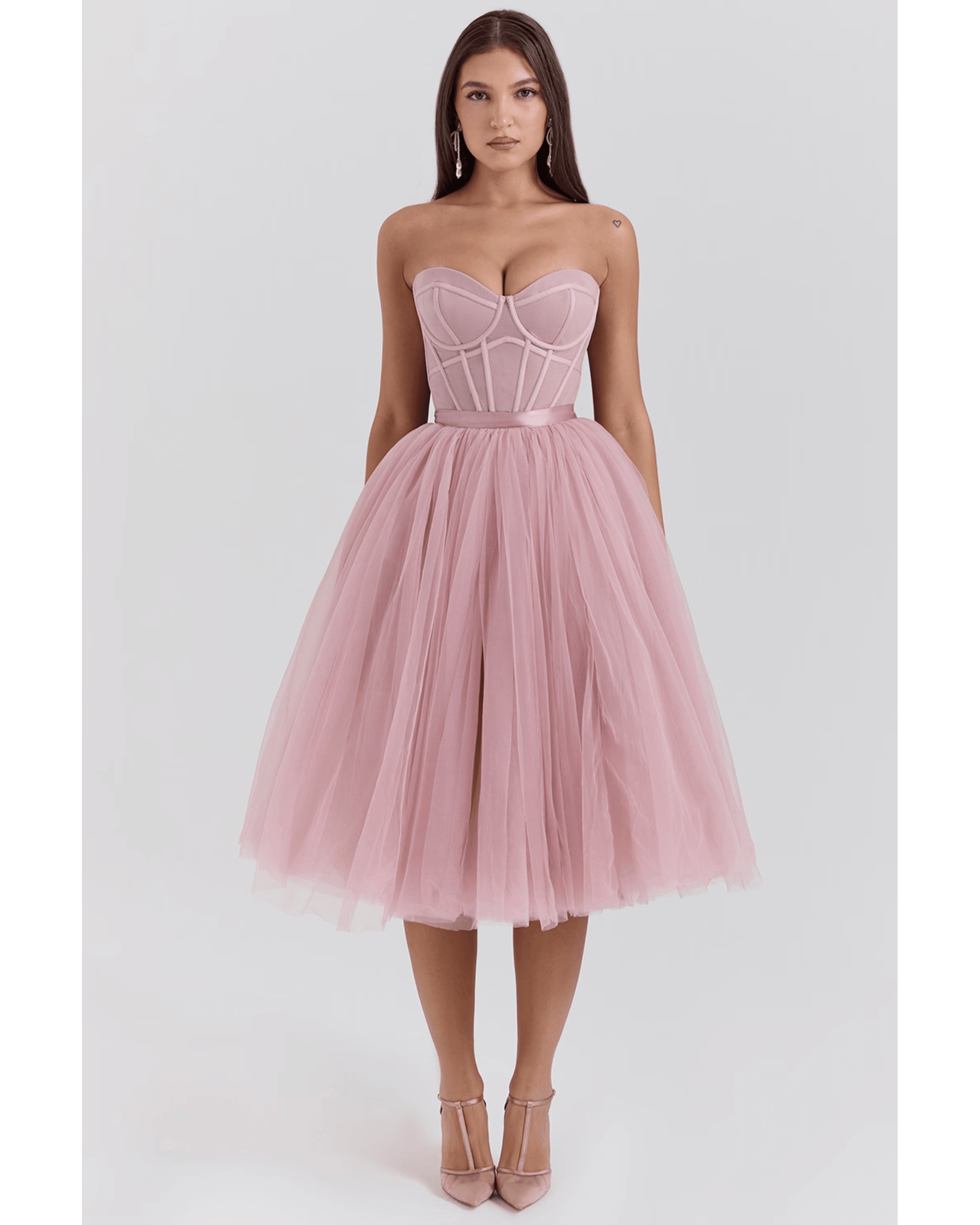 Darling French Rose Tulle Midi Dress - Endless - UAE Rental and Resale for Women's Fashion