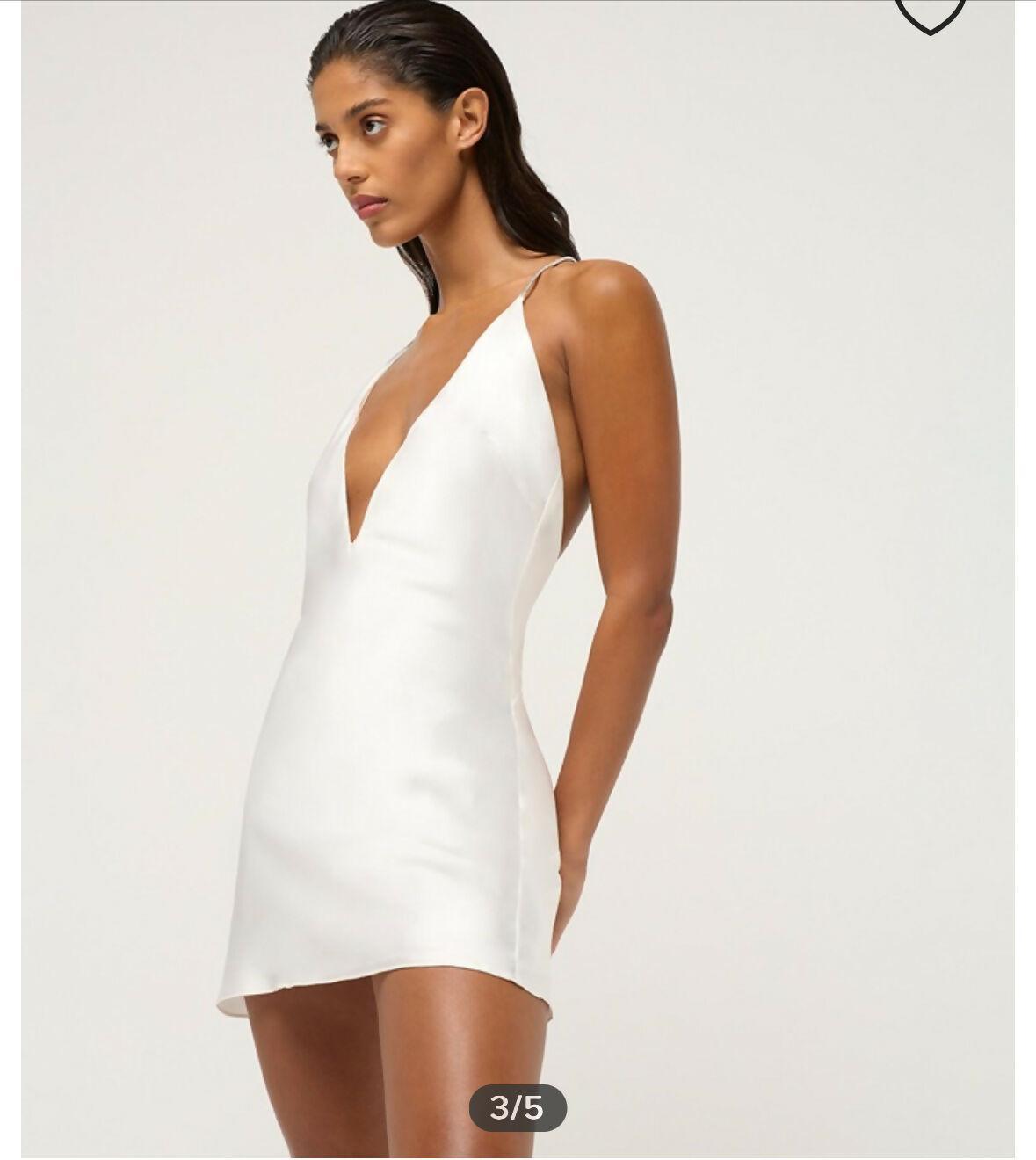 Deep V Pure Silk White Dress - Endless - UAE Rental and Resale for Women's Fashion