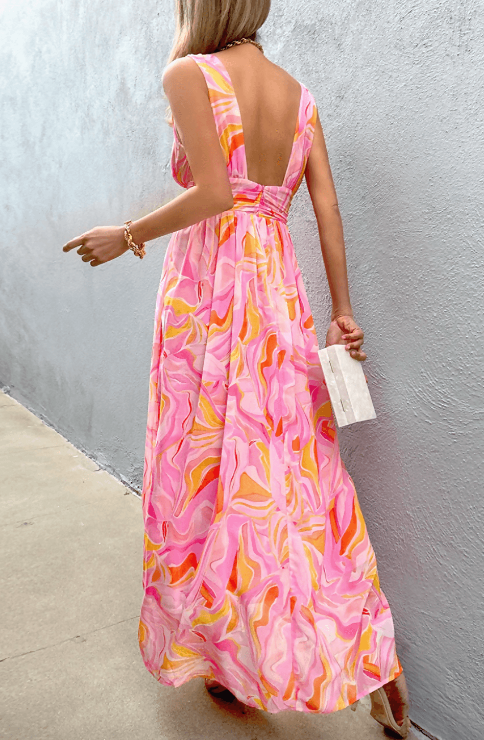 Delphine Maxi Dress in Pink Print - Endless
