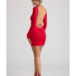 Demelza Long Sleeve Sweetheart Neckline Mini Dress in Fire Red - Endless - UAE Rental and Resale for Women's Fashion