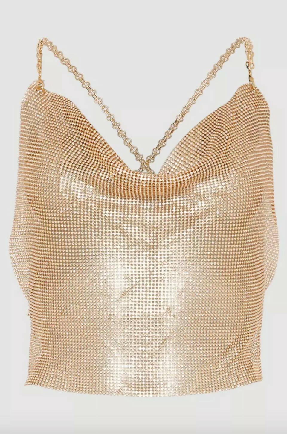 Diamante Chain Mail Cowl Cami - Endless