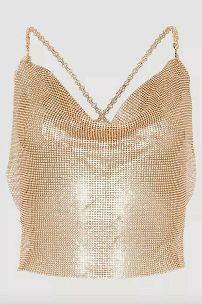 Diamante Chain Mail Cowl Cami - Endless