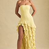 Diletta Ruffle-Trim Strapless Gown