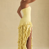 Diletta Ruffle-Trim Strapless Gown