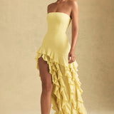 Diletta Ruffle-Trim Strapless Gown