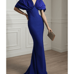 Dina Royal Blue Crepe And Taffeta Dress - Endless - UAE Rental and Resale for Women's Fashion