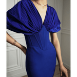 Dina Royal Blue Crepe And Taffeta Dress - Endless - UAE Rental and Resale for Women's Fashion