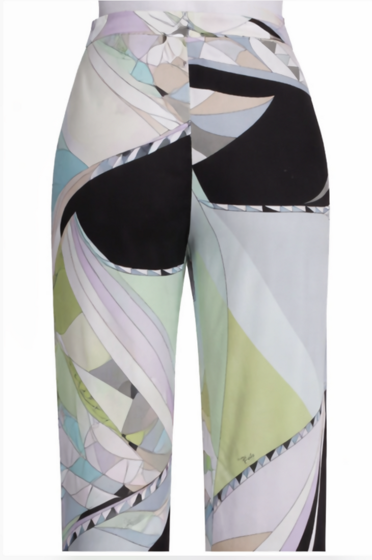 Multicolor patterned Pucci trouser with geometric and abstract design — Emilio Pucci | Endless UAE