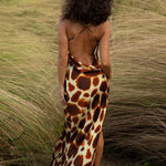 Arizona Maxi Dress in giraffe print with cowl neckline and spaghetti straps — Rat & Boa | Endless UAE