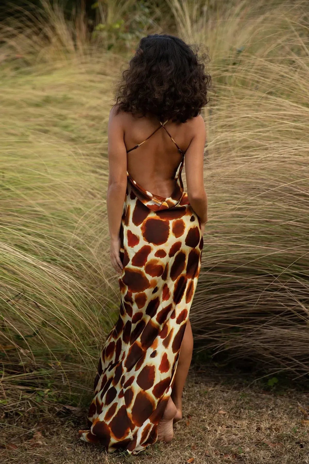 Arizona Maxi Dress in giraffe print with cowl neckline and spaghetti straps — Rat & Boa | Endless UAE